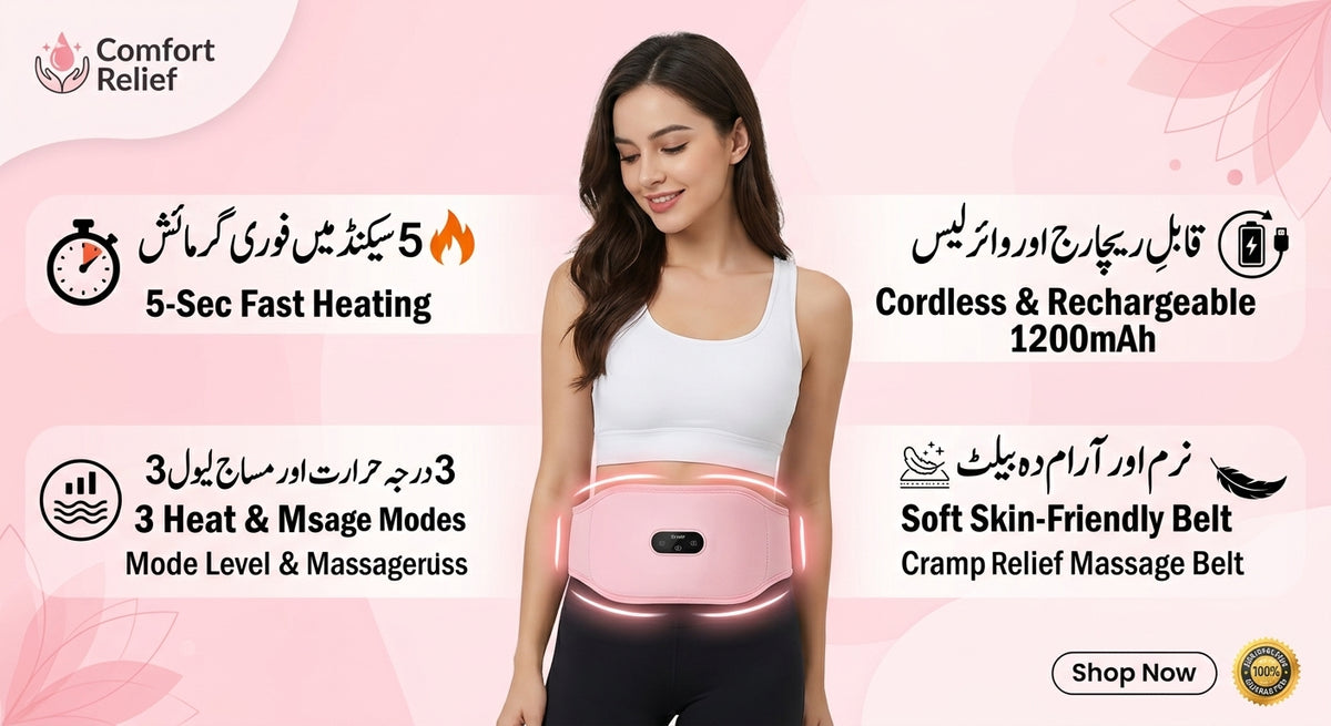 Zouq Mart Smart Period Heating Belt – Heat + Vibration Massage for Cramp Relief