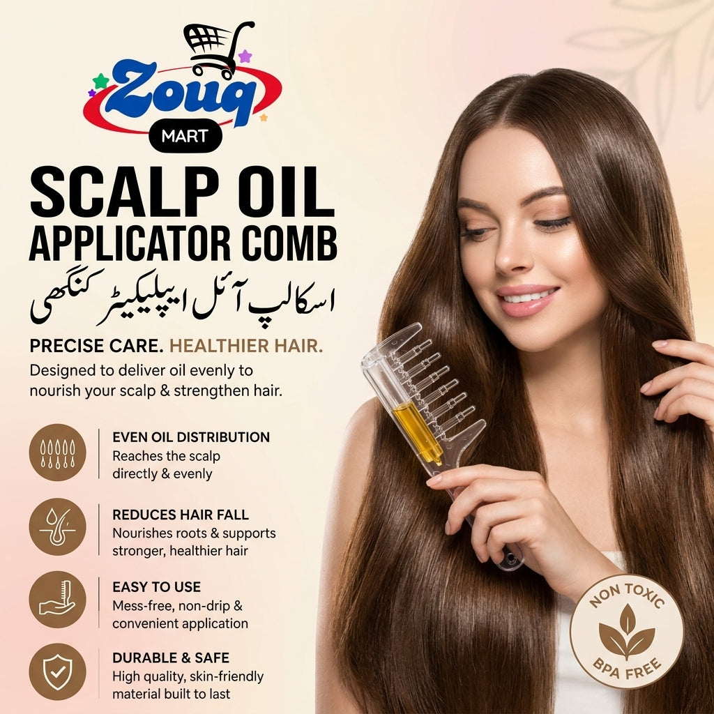 Scalp Oil Applicator Comb – Hair & Scalp Oil Massager by zouqmart | اسکالپ آئل ایپلیکیٹر کنگھی