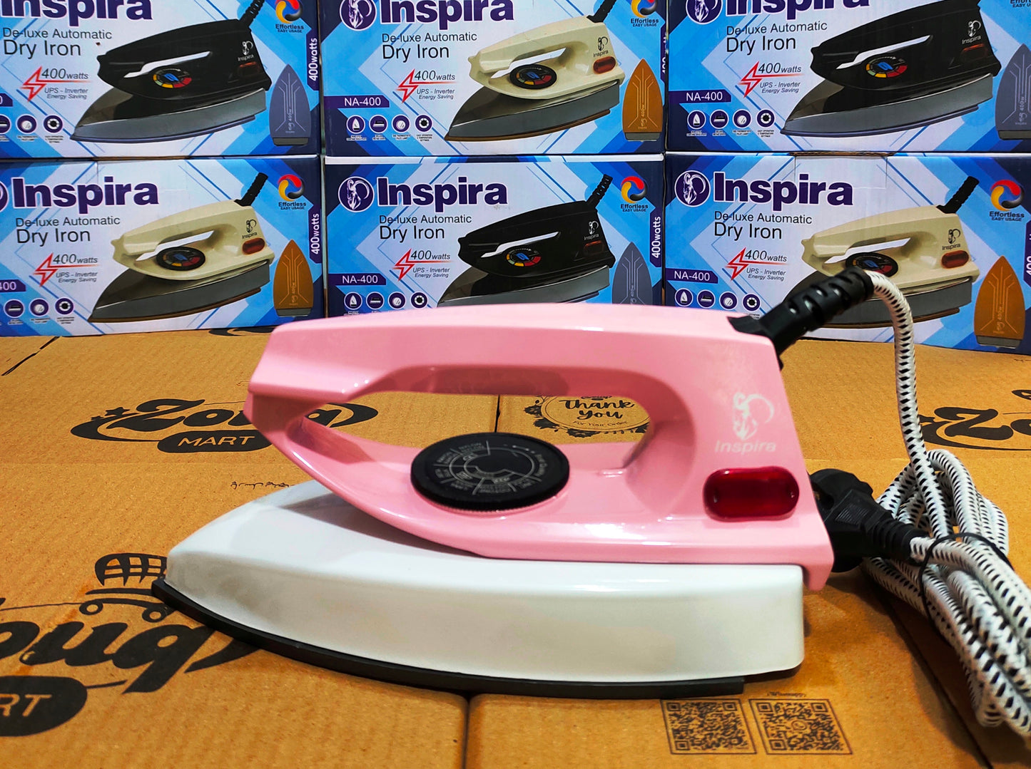 Inspira 400-500W High-Quality Dry Iron Pink White 900 G