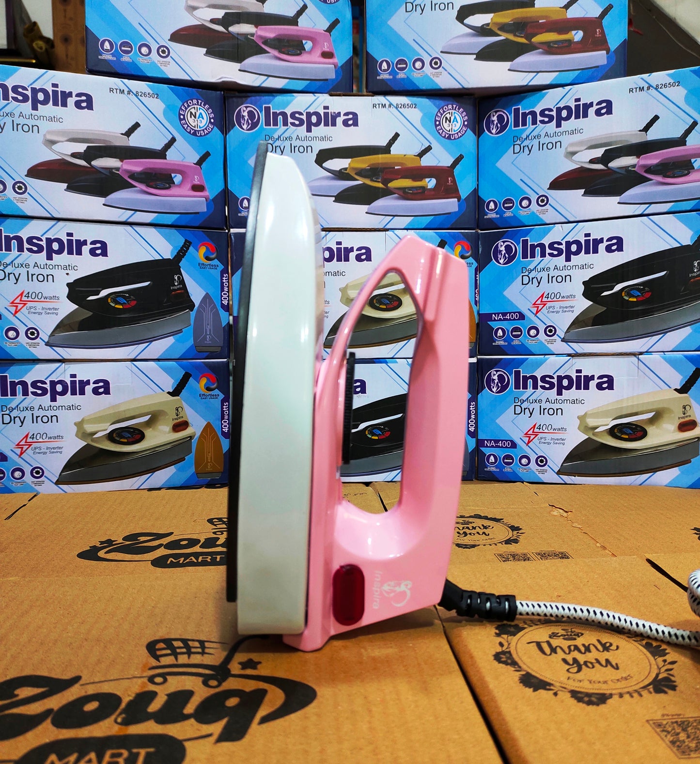 Inspira 400-500W High-Quality Dry Iron Pink White 900 G