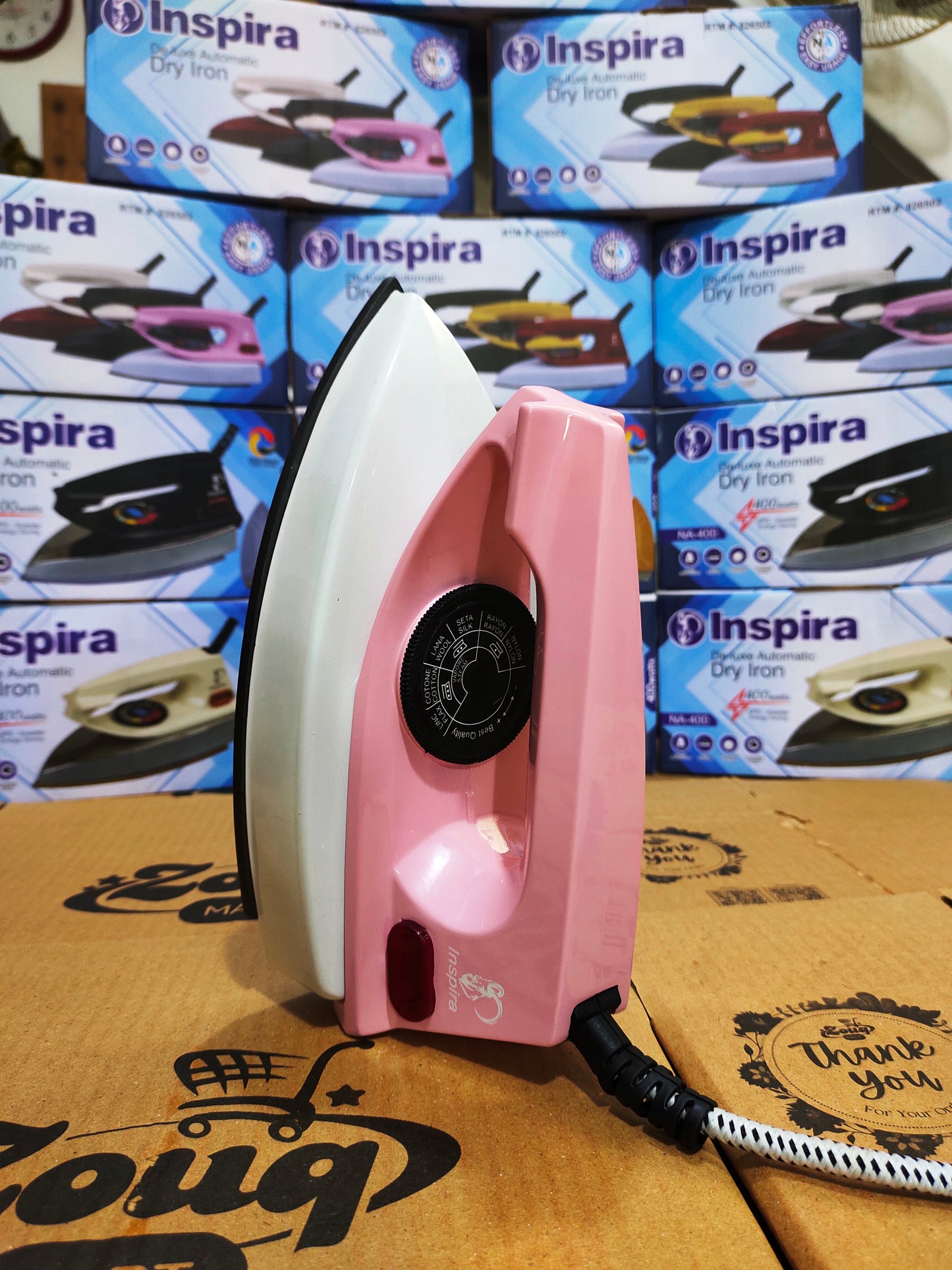 Inspira 400-500W High-Quality Dry Iron Pink White 900 G